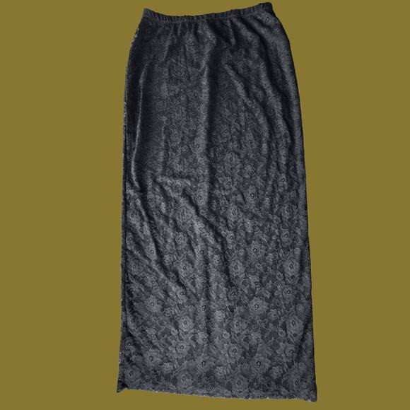 Vintage 1990s Long Black Lace Maxi Skirt with Lining from Carol Little, Size S - Picture 1 of 6
